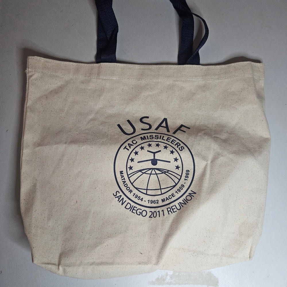 USAF TAC Missileers San Diego 2011 Reunion Canvas Tote Bag Cream Navy Blue